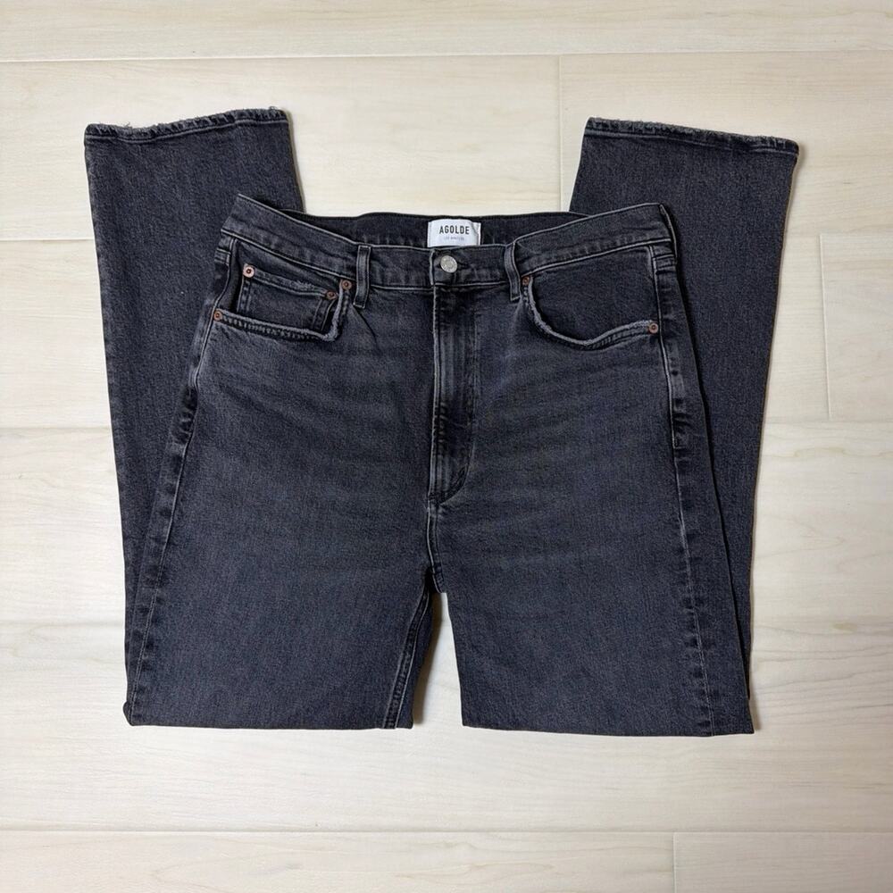 AGOLDE Metal Washed Black High Rise Stovepipe Slim Straight Leg Jeans Size 31 - Picture 2 of 8